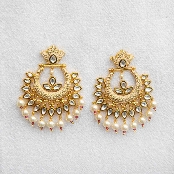 White gold-plated pearl earrings - Romikas